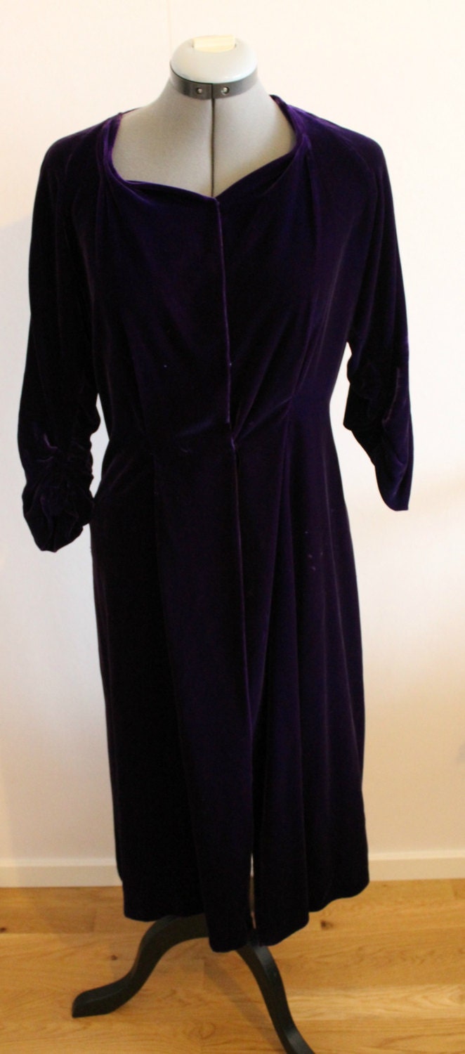 Vintage 1940s silkvelvet robe women 1940s robe Purple silk | Etsy