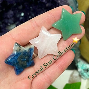 One Crystal Mini Star Collection, Multiple Stones Available, Small Pocket Star, Crystal Carving, Healing Energy, Gift For Her, Stone Star