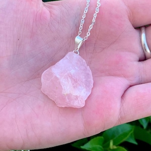 Rough Chunk Rose Quartz Necklace, Natural Pink Rose Quartz Necklace, Heart Chakra, Self Love Stone, Pink Necklace, Bridesmaids, Love Gift