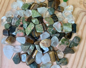 Crystal Confetti Confidence Mix, Small Stone Crystal Mixture, Witches Scoop, Unakite, Tiger's Eye, Clear Quartz, Magical Mix, Energizing Mix