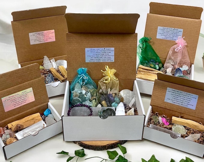 Crystal Box - Bracelets, Palm Stones, Selenite, Palo Santo, Tumbled and Rough Stones, Crystal Confetti, and Crystal Gifts!