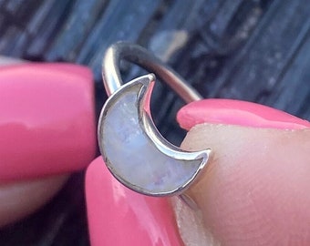 Moonstone Crescent Moon Ring, Stackable Ring, June Birthstone, Crescent Moon Ring, Dainty Moon Ring, New Moon Jewelry, White Moon Ring