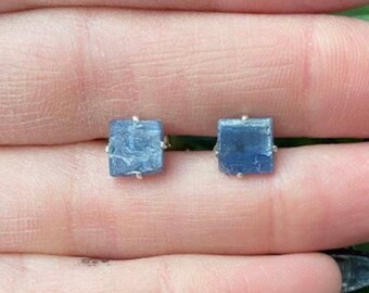 /'well worn jeans/' Blue kyanite and textured sterling silver earrings