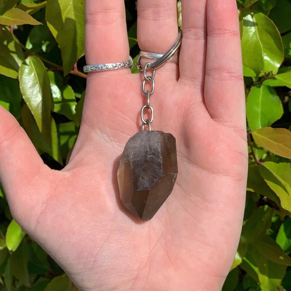 Smoky Quartz Key Chain, Crystal Key Chain, Protection, Grounding, Boho Key Chain, Key Holder, Gift for New Driver, Automobile Accessory