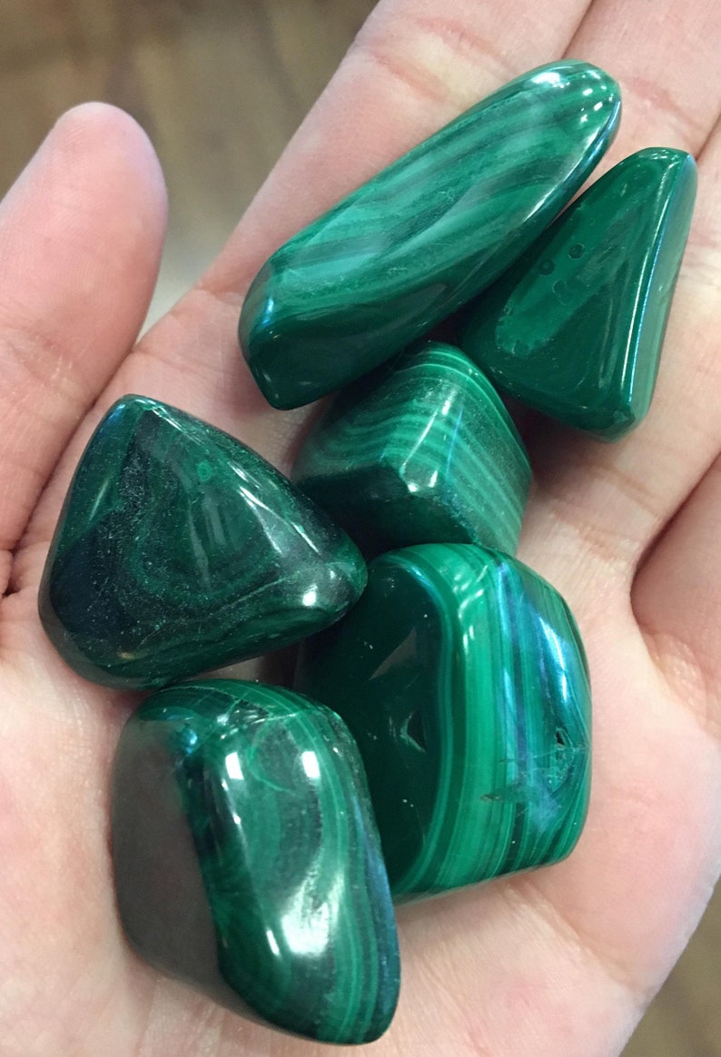 Malachite Tumbled 0.75-1.5' Stone, Large Green Malachite Stone, Big Malachite Pocket Stone, Green Healing Stone, Traveling Stone, Meditation 