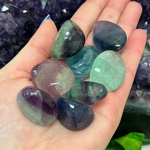 Fluorite Tumbled Stone, High Grade Rainbow Purple Green Blue Fluorite, Crown Chakra Stone, Meditation, Stone for Healing, Clear Thinking