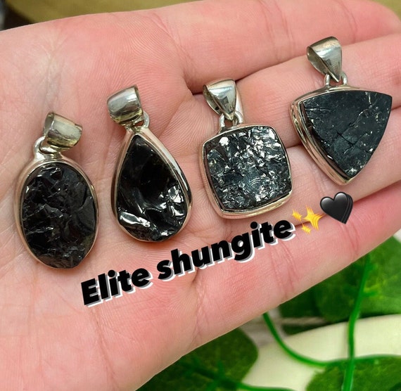 Elite Shungite Sterling Silver Pendant Collection, Choose Yours, One of a Kind Shungite, Spiritual Healing, Root Chakra, Protection Necklace