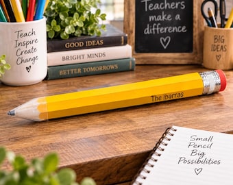 Personalized Giant Pencil Teacher Gift Custom Engraved Big Yellow Pencil Classroom Decor Back to School Student Graduation Gift Gag Boss