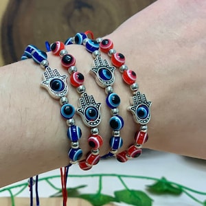 Hamsa & Evil Eye Spinner Shambala Bracelet (Available in Red or Blue), Turkish Eye Bracelet, Hamsa Hand, Protection, Boho, TTE
