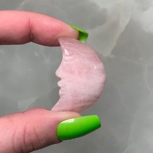 Rose Quartz Celestial Moon Carving, Quartz Moon, Rose Quartz Carving, Polished Crystal Moon, Heart Chakra, Moon Face, Self Love Stone