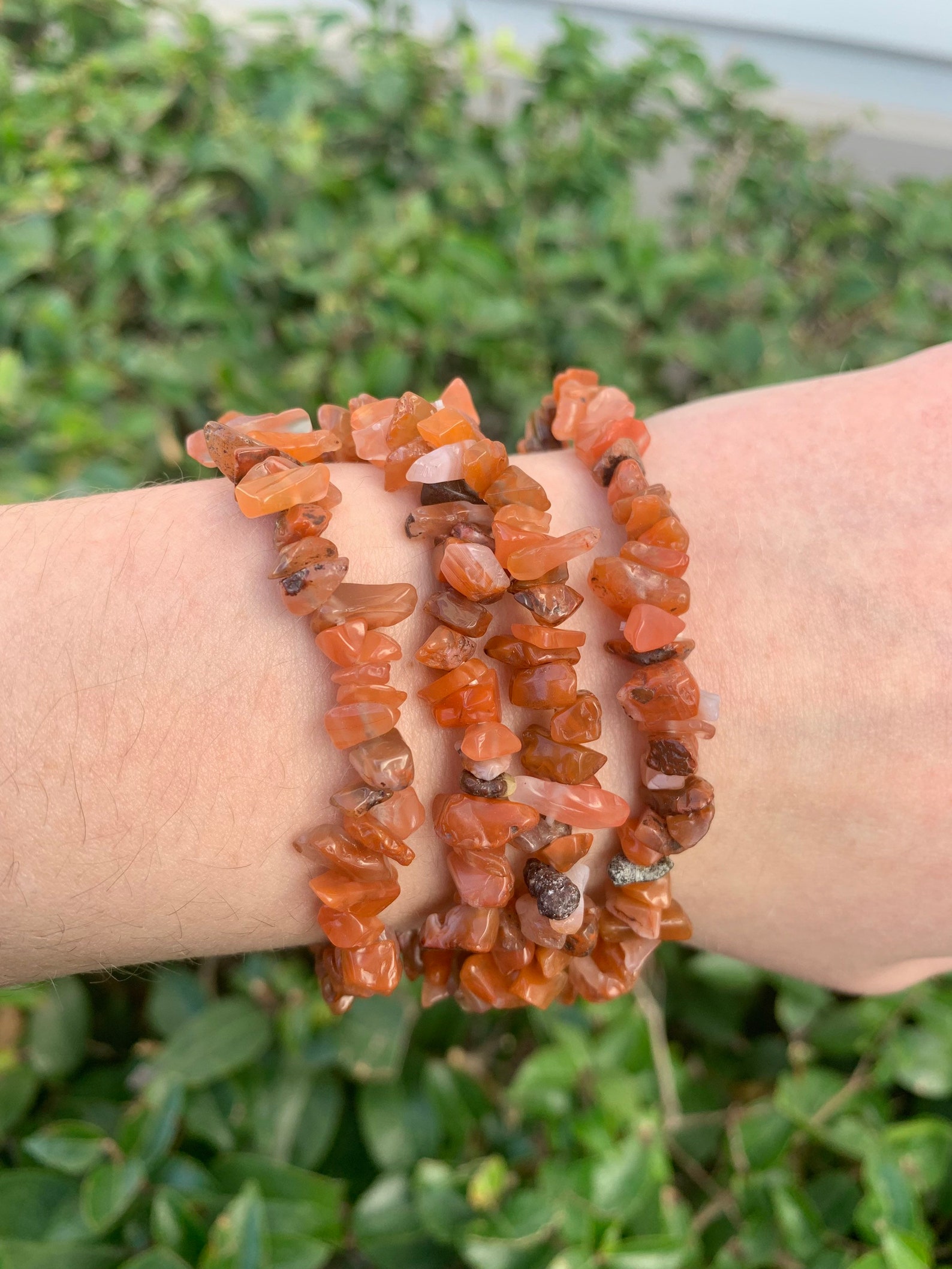 One Carnelian Stone Chip Bracelet Carnelian Jewelry Etsy