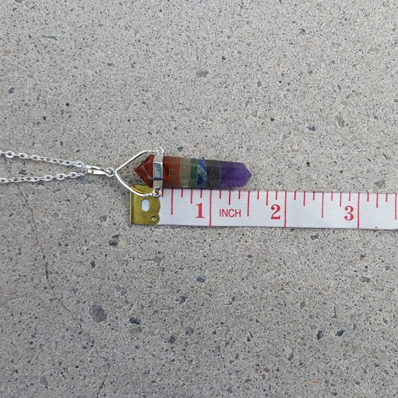Meditation Necklace Chakra Necklace Chakra Stone Necklace with 18 Silver Plated Chain Chakra Point Necklace Chakra Jewelry
