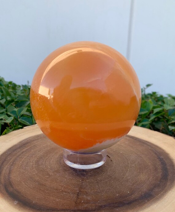 One 100mm Orange Calcite Sphere Large Crystal Sphere Orange Etsy