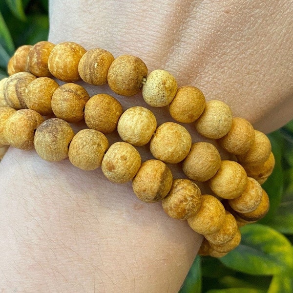 One 8mm Palo Santo Bracelet (2 Styles), Wood Bead Bracelet, Stretch Bracelet, Cleansing and Purifying, All Natural Aromatherapy Wood