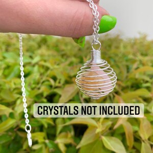 One Crystal Cage, Crystal Holding Necklace, Crystal Cage Necklace, Bead Cage, Spiral Bead Cages, Interchangeable Pendant, Crystal Crate image 2