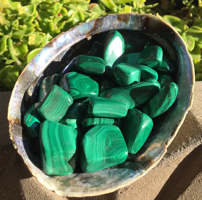 Malachite Tumbled 0.75-1.5 Stone Large Green Malachite image 4