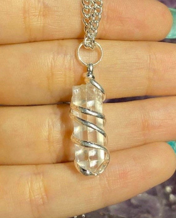 Etsy clear 2024 quartz necklace