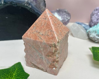 Small Magical Salmon Pink Unakite Polished Point, Unakite Tower, Crystal Power Point, Heart Chakra, Crystal Grid, Altar, Healing Love Energy