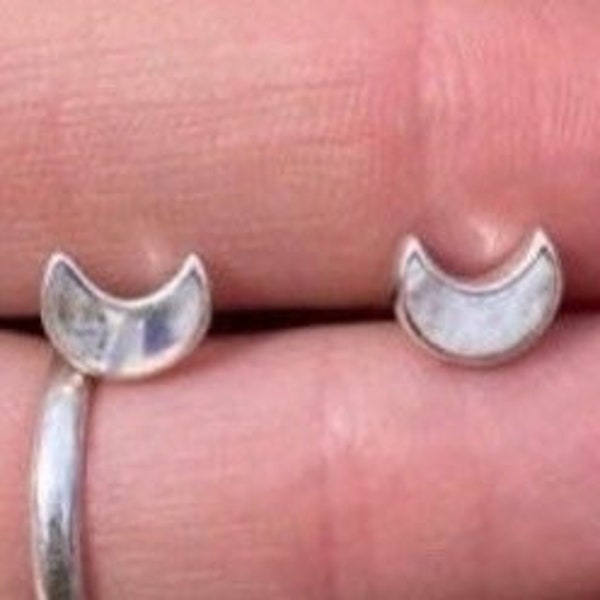 Moonstone Crescent Moon Sterling Silver Earring, Stud Earring, 925 Crystal Earrings, Female Energy, June Birthstone, Moon Jewelry, Dainty