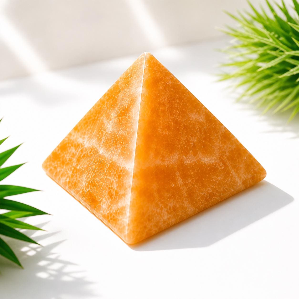 Triangular Pyramid Calcite Polished Orange Calcite Pyramid – 3