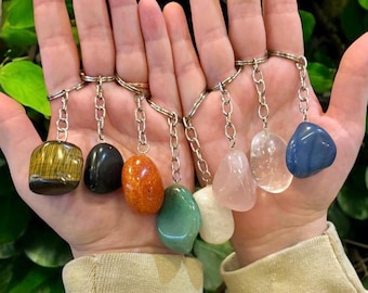 Freeform Crystal Keychain – Natural Stone Key Chain for Healing & Protection, Boho Car Accessory, Gift for New Driver, Choose Your Crystal