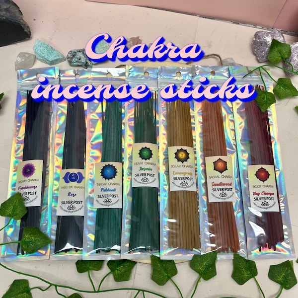 Chakra Incense Sticks, Seven Chakras, Scented Incense, Handmade Incense, Meditation, Cleansing and Smudge Tool, Reiki, Aromatherapy, Healing