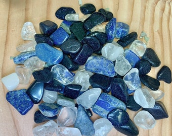 Crystal Confetti Abundance Mix, Small Stone Crystal Mixture, Witches Scoop, Lapis Lazuli, Midnight Goldstone, Clear Quartz, Magical Mix