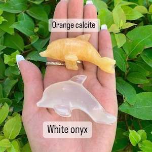 Small Hand Carved Stone Dolphin, 3 Inch Dolphin Figurine, Orange Calcite, White Onyx, Crystal Dolphin, Marine Life, Mammal, Sea Animal