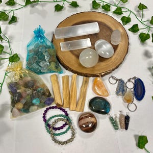 Crystal Box - Bracelets, Palm Stones, Selenite, Palo Santo, Tumbled and Rough Stones, Crystal Confetti, and Crystal Gifts! image 7