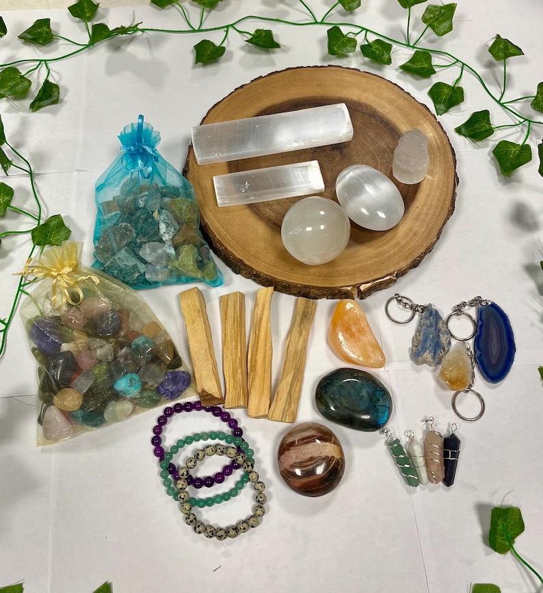 Crystal Box - Bracelets, Palm Stones, Selenite, Palo Santo, Tumbled and Rough Stones, Crystal Confetti, and Crystal Gifts! image 7
