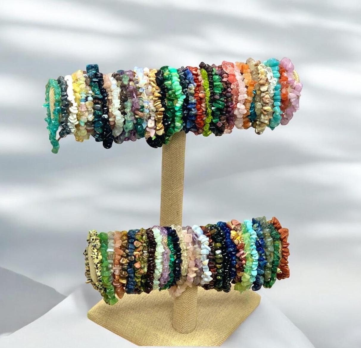 Affordable Crystal Chip Bracelets, Healing Stones, Handmade Stretch Bracelets, Natural Stone Jewelry, Inexpensive Gifts, Energy Healing