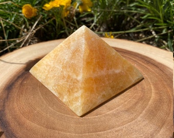 Orange Calcite 3 Inch Pyramid, Orange Calcite Polished Pyramid, Orange Pyramid, Solar Plex Chakra, Confidence Stone