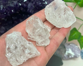 One Small Rough Halite Salt Chunk, Clear Halite Specimen, Rock Salt, Purification Stone, Crown Chakra, Healing Energy, Cleansing, Clarity