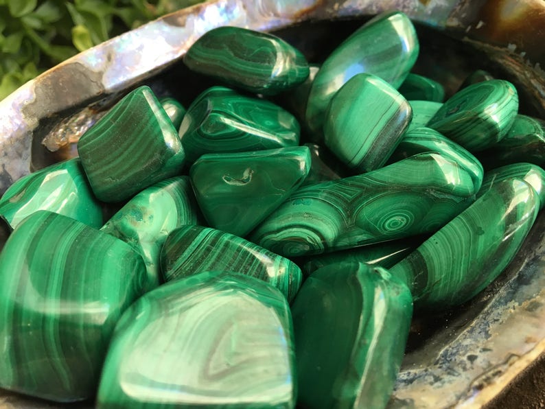 Malachite Tumbled 0.75-1.5 Stone Large Green Malachite image 3