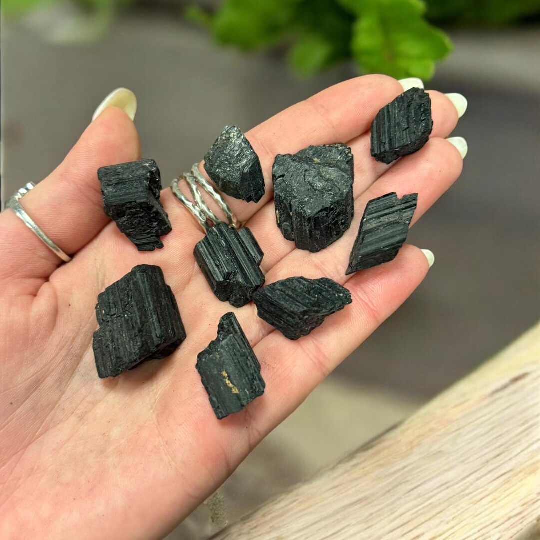 Grade A Black Tourmaline Crystal from Brazil – Raw Rough Stone for EMF Protection, Energy 