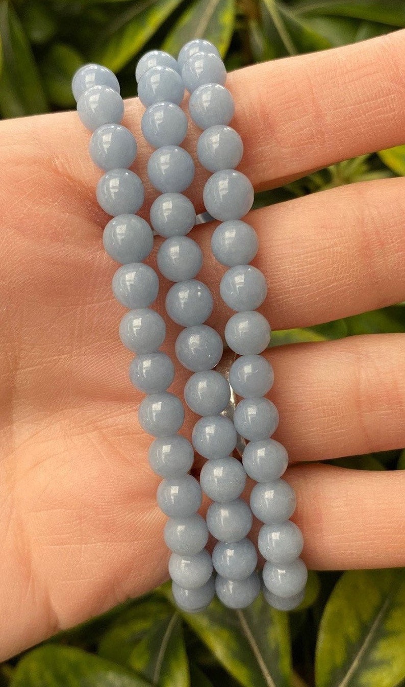 Stretch Bracelet Beaded Bracelet One 6mm Angelite Round Beaded Bracelet Angelite Jewelry Angelite Bracelet
