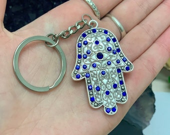 Metal Hamsa Amulet Keychain Charm, Hamsa Hand Keychain, Karmic Protection, Talisman, Hand of God, Hand of Fatima, Drivers Protection, AFJ