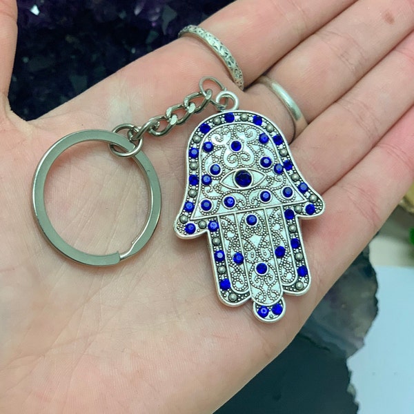 Metal Hamsa Amulet Keychain Charm, Hamsa Hand Keychain, Karmic Protection, Talisman, Hand of God, Hand of Fatima, Drivers Protection, AFJ