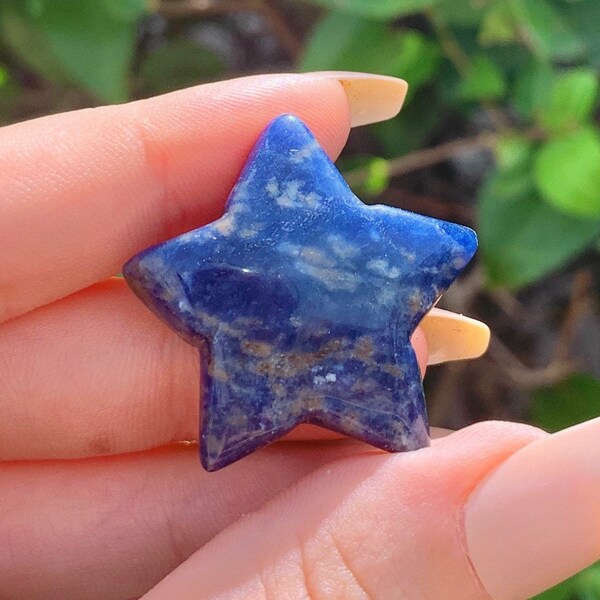 One Sodalite Star Carving, Blue Cystal Star, Small Pocket Star, Mini Crystal Carving, Throat Chakra, Communication Stone, Star Lover Gift