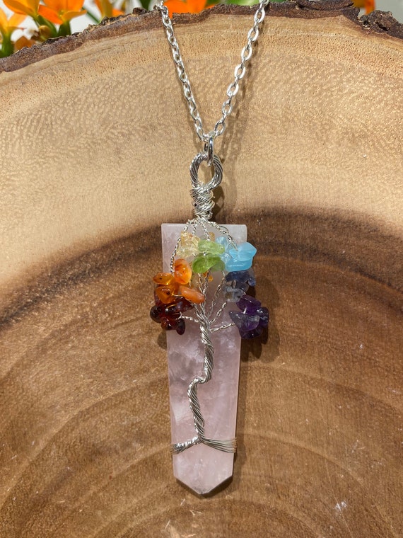 Tree of life quartz chakra necklace online