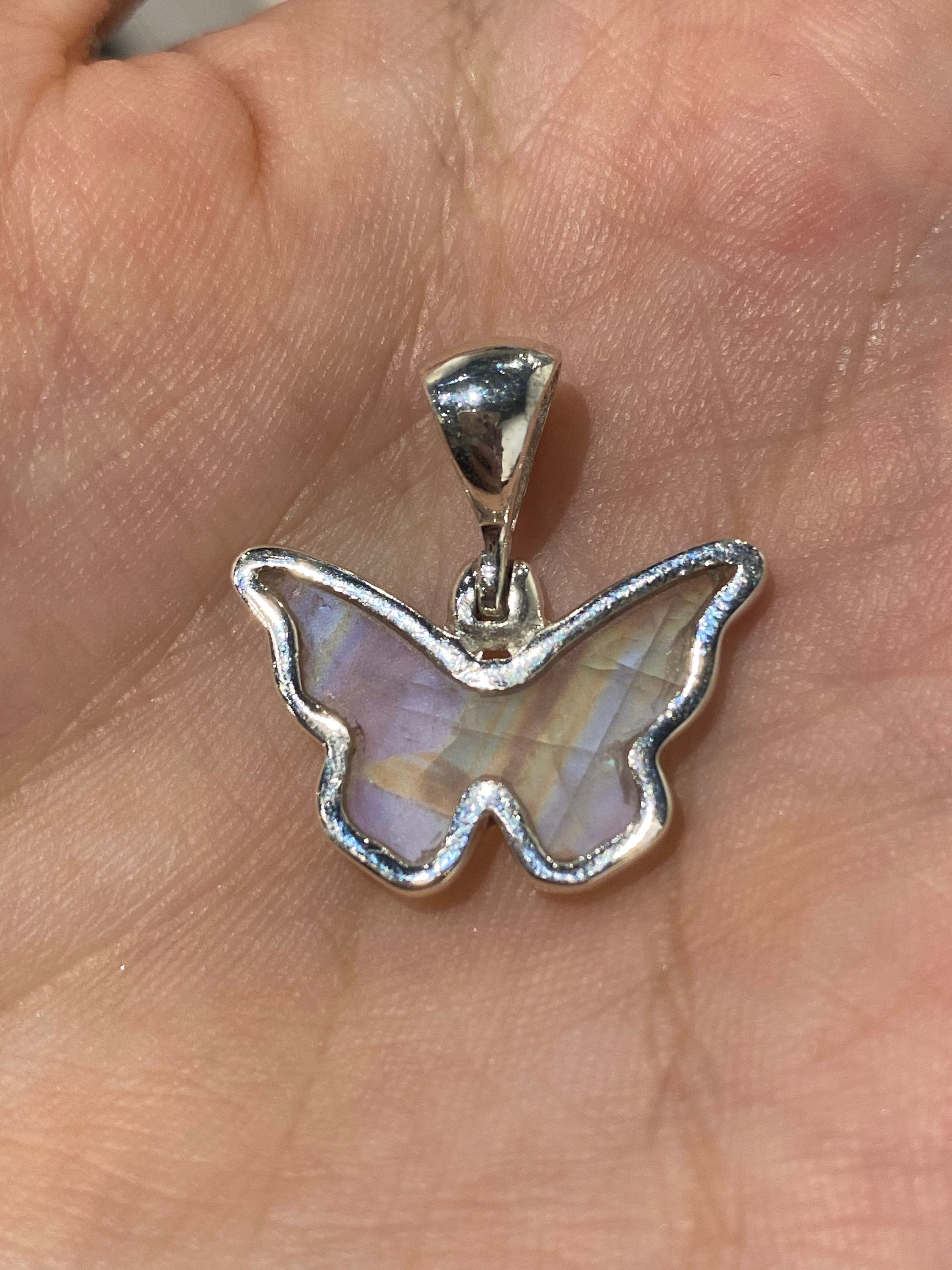 Moonstone Butterfly Sterling Silver Pendant with Box Chain Etsy