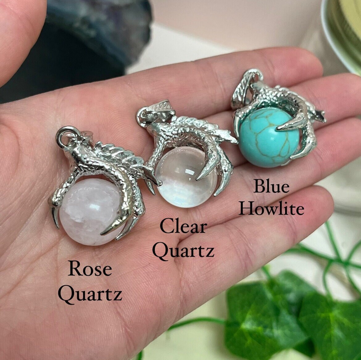 thumbnail image 2 of Dragon Claw Green Power Sphere Orb Pendant Necklace - Prosperity & Success 2 of 4