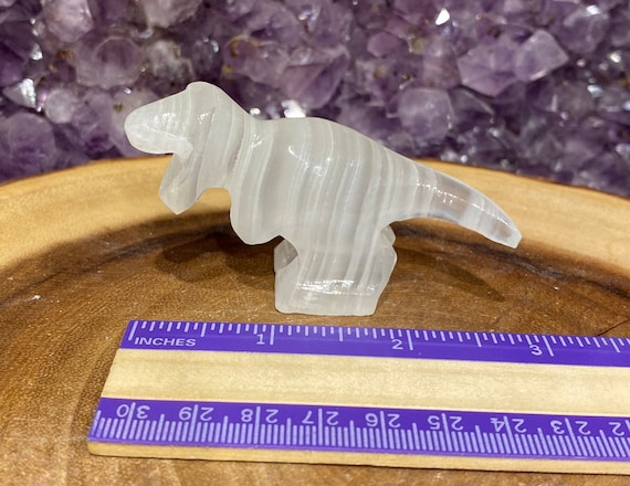One Small White Onyx T-rex Carving, T-rex Carving, White Onyx Dinosaur,  White Onyx Carving, Pocket Stone, Polished White Onyx, Jurassic Park -   Canada