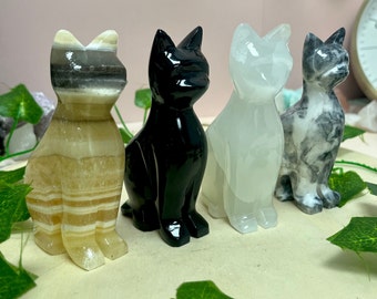 Crystal Cat Collection (Multiple Stone Available), Carved Kitty, Cat Gift, Spirit Animal, Cat Lover, Genuine Stone Carving, Healing Energy