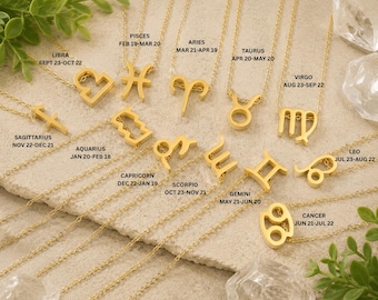 Gold Plated Zodiac Necklace Astrology Necklace Horoscope Pendant Celestial Zodiac Jewelry Zodiac Sign Necklace Personalized Gift Birthday