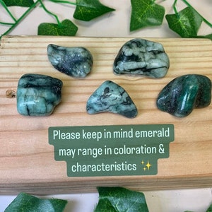 Une véritable pierre émeraude roulée, chakra du cœur, pierre de naissance de mai, pierre de poche, cristal vert, manifestation, émeraude en micaschiste image 3