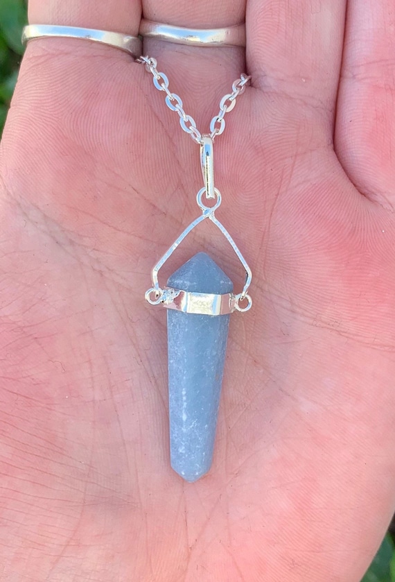 Angelite crystal necklace best sale