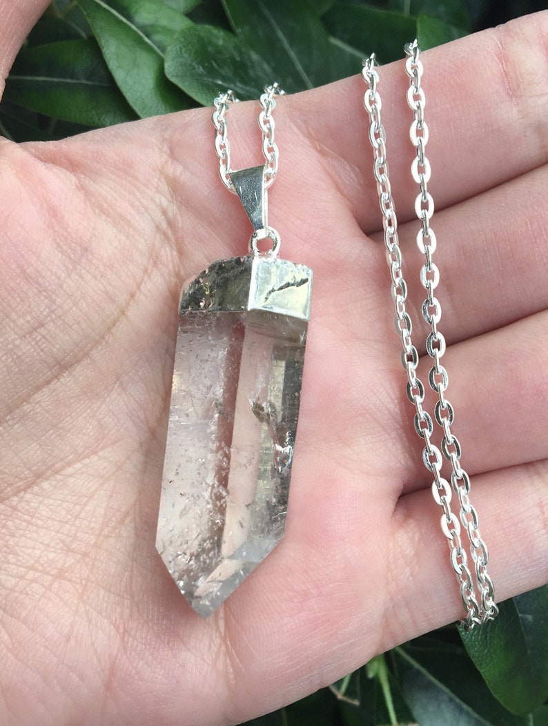 Natural Clear Quartz Point Pendant Clear Quartz Necklace image 1