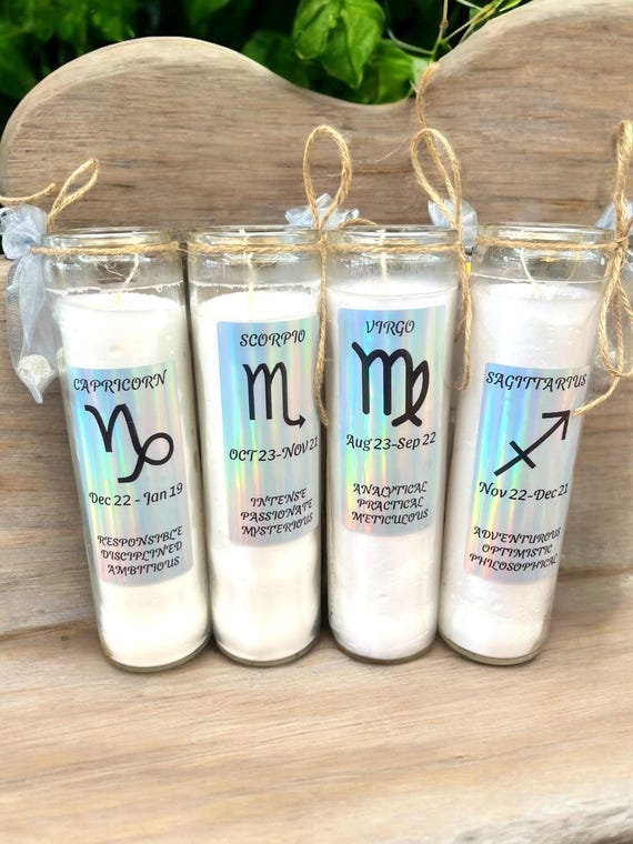 Zodiac Candle Collection! Choose Your Sign + Clear Quartz Wire Wrap Necklace - Astrology Gift Set for Spiritual Healing & Energy Cleansing