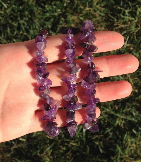 One Amethyst Stone Chip Bracelet Amethyst Stone Purple | Etsy